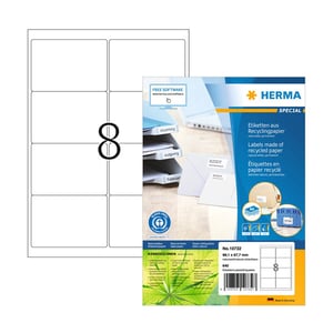 Herma 10732 gerecyclede universele etiketten / A4 / 99,1 x 67,7 mm / wit / 640 etiketten