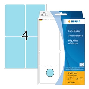 Herma 2493 multifunctionele etiketten / 52 x 82 mm / blauw / 128 etiketten