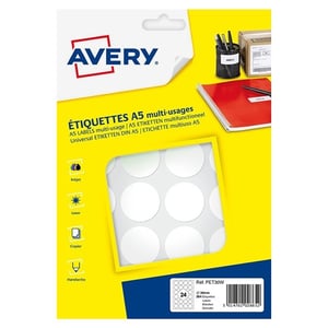 Avery Zweckform PET30W markeringspunten / 30 mm / wit / 240 etiketten