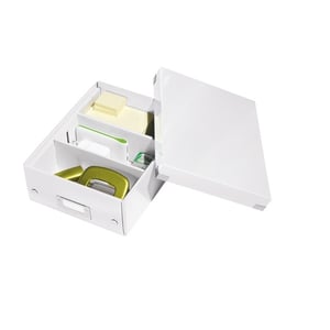 Leitz 6057 WOW kleine opbergdoos / PP gelamineerd hardboard / wit metallic / 1 stuk