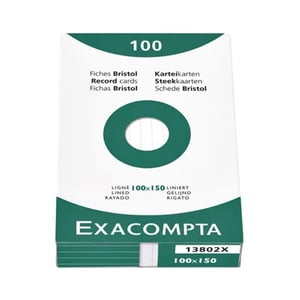 Exacompta 13802X systeemkaart / gelinieerd / wit / 100 x 150 mm / 100 stuks