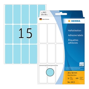 Herma 2413 multifunctionele etiketten / 20 x 50 mm / blauw / 480 etiketten