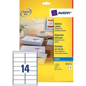 Avery Zweckform J8163-10 adresetiketten / 99,1 mm x 38,1 mm / 140 etiketten