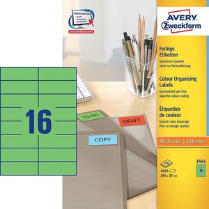 Avery Zweckform 3454 universele etiketten / groen / 105 mm x 37 mm / 1600 etiketten