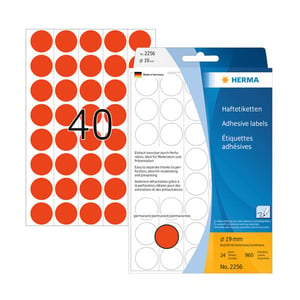 Herma 2256 markeringspunten / 19 mm / fluorrood / 960 etiketten