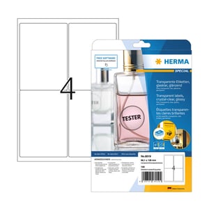 Herma 8019 transparante etiketten / A4 / 99,1 x 139 mm / glashelder / 100 etiketten