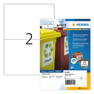 Herma 4601 inkjet etiketten / weerbestendig / A4 / 210 x 148 mm / wit / 80 etiketten