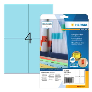 Herma 4563 etiketten / verwijderbaar / A4 / 105 x 148 mm / blauw / 80 etiketten