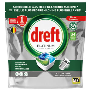 Dreft All-in-One Platinum Vaatwastabletten / Original / 34 stuks