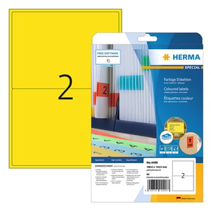 Herma 4496 etiketten / verwijderbaar / A4 / 199,6 x 143,5 mm / geel / 40 etiketten