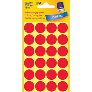 Avery zweckform 3003 markeringspunten / 18 mm / rood / 96 etiketten