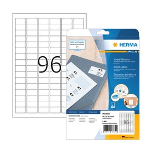 Herma 8832 inkjet etiketten / A4 / 30,5 x 16,9 mm / wit / 2400 etiketten