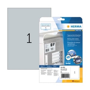 Herma 4224 typeplaatje etiketten / A4 / 210 x 297 mm / zilver / 25 etiketten