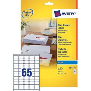 Avery Zweckform J8651-10 adresetiketten / 38,1 mm x 21,2 mm / 650 etiketten