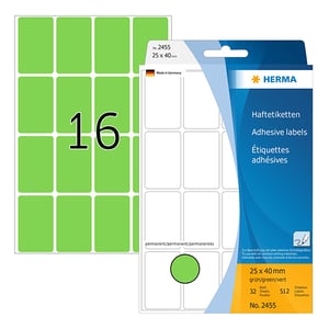 Herma 2455 multifunctionele etiketten / 25 x 40 mm / groen / 512 etiketten