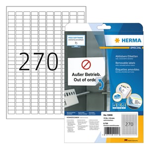 Herma 10000 verwijderbare etiketten / A4 / 17,8 x 10 mm / wit / 6750 etiketten