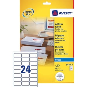 Avery Zweckform J8159-40 adresetiketten / 63,5 mm x 33,9 mm / 960 etiketten