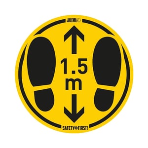 Jalema vloersticker / houd 1,5m afstand / rond / gladde vloer / 2 stuks