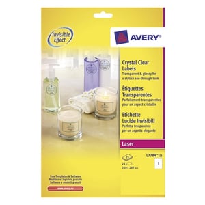 Avery Zweckform L7784-25 crystal clear etiketten / 210 mm x 297 mm / 25 etiketten