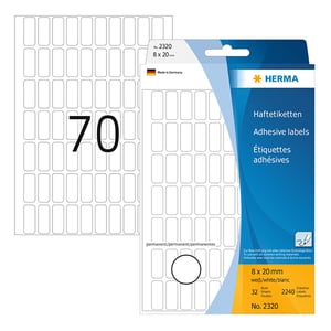 Herma 2320 multifunctionele etiketten / 8 x 20 mm / wit / 2240 etiketten