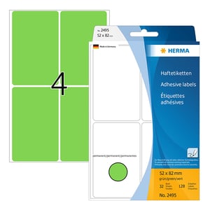 Herma 2495 multifunctionele etiketten / 52 x 82 mm / groen / 128 etiketten