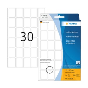 Herma 10608 multifunctionele etiketten / verwijderbaar / 19 x 27 mm / wit / 720 etiketten