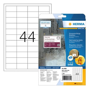 Herma 4690 folie etiketten / weerbestendig / A4 / 48,3 x 25,4 mm / wit / 1100 etiketten