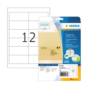 Herma 4586 matte etiketten / A4 / 97 x 42,3 mm / transparant / 120 etiketten
