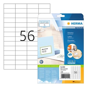 Herma Premium 5052 permanent hechtende etiketten / A4 / 52,5 x 21,2 mm / wit / 1.400 etiketten