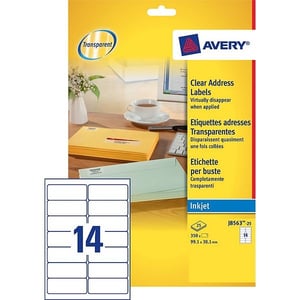 Avery Zweckform J8563-25 transparante etiketten / 99,1 mm x 38,1 mm / 350 etiketten