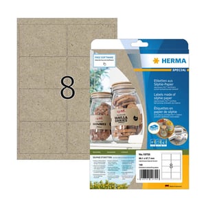Herma 10755 gerecyclede universele etiketten / A4 / 99,1 x 67,7 mm / natuurlijk bruin / 160 etiketten