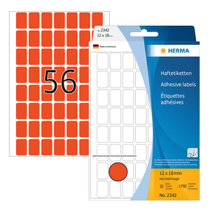 Herma 2342 multifunctionele etiketten / 12 x 18 mm / rood / 1792 etiketten