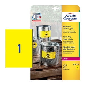 Avery Zweckform L6111-20 weerbestendige etiketten / 210 mm x 297 mm / 20 etiketten